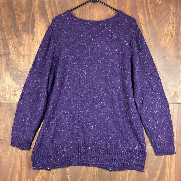Relativity Womens Sweater Purple Blue Speckled Scoop Neck Wool Blend 2X - Picture 11 of 14